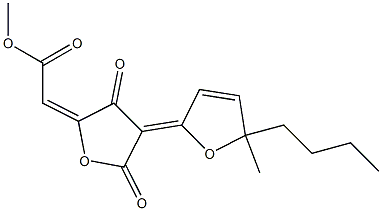 [[3,5-Dioxo-4-[(5-butyl-2,5-dihydro-5-methylfuran)-2-ylidene]tetrahydrofuran]-2-ylidene]acetic acid methyl ester Struktur