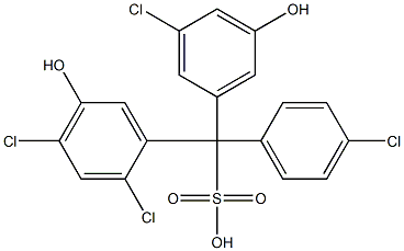 (4-Chlorophenyl)(3-chloro-5-hydroxyphenyl)(2,4-dichloro-5-hydroxyphenyl)methanesulfonic acid Struktur