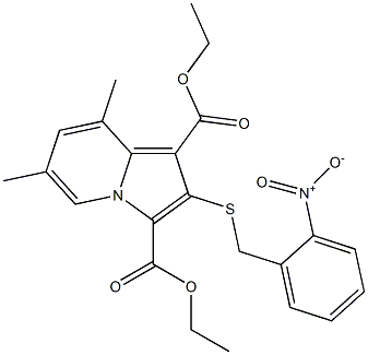 2-(2-Nitrobenzylthio)-6,8-dimethylindolizine-1,3-dicarboxylic acid diethyl ester Struktur