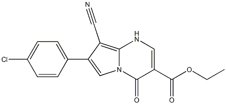 4-Oxo-7-(4-chlorophenyl)-8-cyano-1,4-dihydropyrrolo[1,2-a]pyrimidine-3-carboxylic acid ethyl ester Struktur