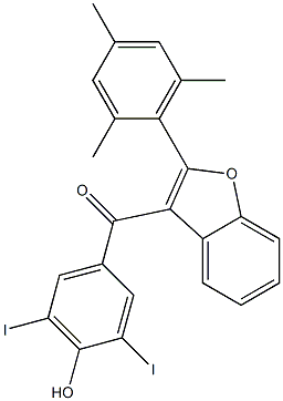 3,5-Diiodo-4-hydroxyphenyl 2-(2,4,6-trimethylphenyl)-3-benzofuranyl ketone Struktur