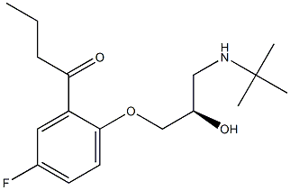 1-[2-[(R)-3-[(1,1-Dimethylethyl)amino]-2-hydroxypropoxy]-5-fluorophenyl]-1-butanone Struktur