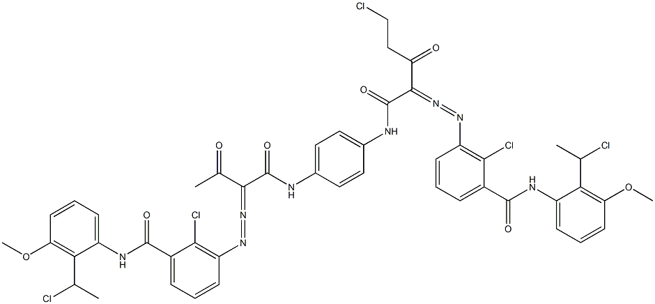 3,3'-[2-(Chloromethyl)-1,4-phenylenebis[iminocarbonyl(acetylmethylene)azo]]bis[N-[2-(1-chloroethyl)-3-methoxyphenyl]-2-chlorobenzamide] Struktur