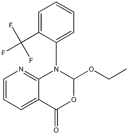 1-[2-(Trifluoromethyl)phenyl]-2-ethoxy-2H-pyrido[2,3-d][1,3]oxazin-4(1H)-one Struktur