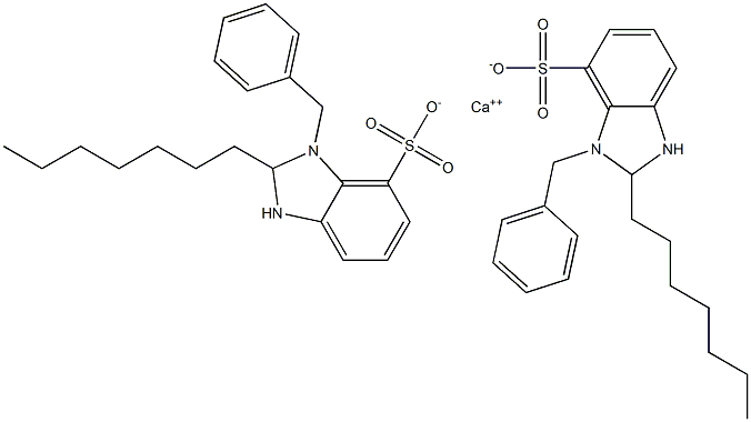 Bis(1-benzyl-2-heptyl-2,3-dihydro-1H-benzimidazole-7-sulfonic acid)calcium salt Struktur