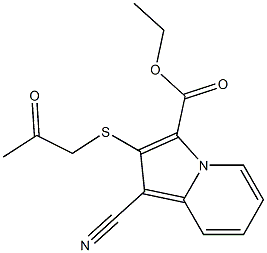 2-(Acetonylthio)-1-cyanoindolizine-3-carboxylic acid ethyl ester Struktur