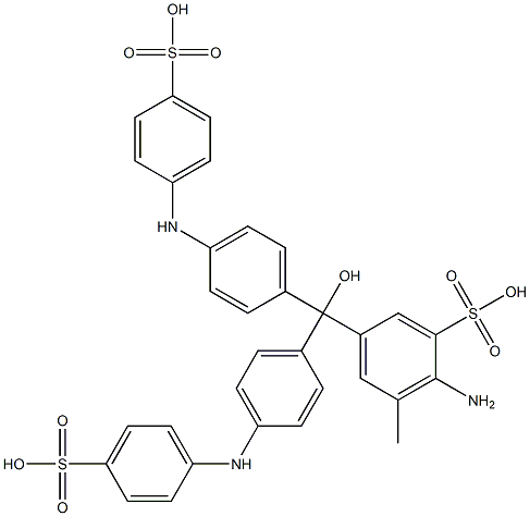 5-[Bis[4-(4-sulfophenylamino)phenyl]hydroxymethyl]-2-amino-3-methylbenzenesulfonic acid Struktur