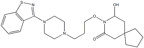 8-[3-[4-(1,2-Benzisothiazol-3-yl)-1-piperazinyl]propyloxy]-9-hydroxy-8-azaspiro[4.5]decan-7-one Struktur