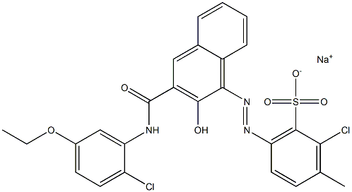 2-Chloro-3-methyl-6-[[3-[[(2-chloro-5-ethoxyphenyl)amino]carbonyl]-2-hydroxy-1-naphtyl]azo]benzenesulfonic acid sodium salt Struktur