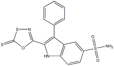 2-[(2-Thioxo-1,3,4-oxathiazol)-5-yl]-3-phenyl-1H-indole-5-sulfonamide Struktur