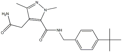 2,5-Dimethyl-4-(aminocarbonylmethyl)-N-(4-tert-butylbenzyl)-2H-pyrazole-3-carboxamide Struktur