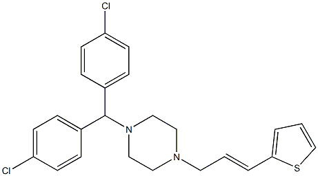 1-[Bis(4-chlorophenyl)methyl]-4-[(E)-3-(2-thienyl)-2-propenyl]piperazine Struktur