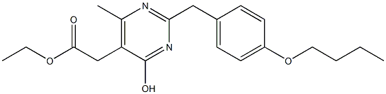 2-(p-Butoxybenzyl)-4-hydroxy-6-methyl-5-pyrimidineacetic acid ethyl ester Struktur