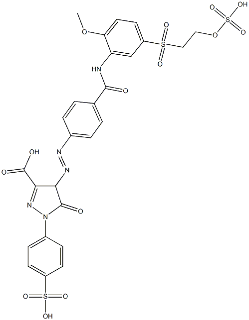 4,5-Dihydro-4-[[4-[[[2-methoxy-5-[[2-(sulfooxy)ethyl]sulfonyl]phenyl]amino]carbonyl]phenyl]azo]-5-oxo-1-(4-sulfophenyl)-1H-pyrazole-3-carboxylic acid Struktur