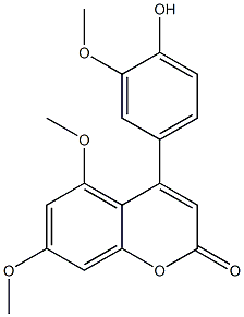 4-(4-Hydroxy-3-methoxyphenyl)-5,7-dimethoxy-2H-1-benzopyran-2-one Struktur