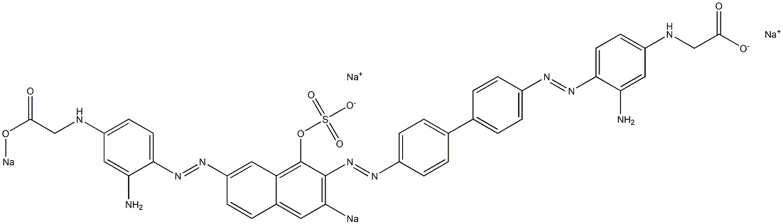 N-[3-Amino-4-[[4'-[[7-[[2-amino-4-[(sodiooxycarbonylmethyl)amino]phenyl]azo]-1-hydroxy-3-sodiosulfo-2-naphthalenyl]azo]-1,1'-biphenyl-4-yl]azo]phenyl]glycine sodium salt Struktur