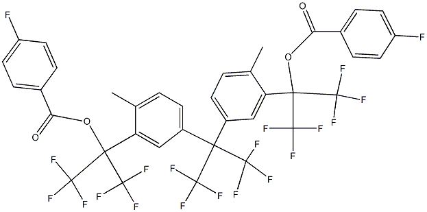 2,2-Bis[4-methyl-3-[2-(p-fluorobenzoyloxy)-1,1,1,3,3,3-hexafluoropropan-2-yl]phenyl]-1,1,1,3,3,3-hexafluoropropane Struktur