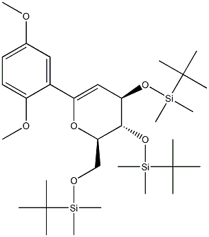 (4R,5R,6R)-5,6-Dihydro-2-(2,5-dimethoxyphenyl)-4,5-bis(tert-butyldimethylsilyloxy)-6-(tert-butyldimethylsilyloxymethyl)-4H-pyran Struktur