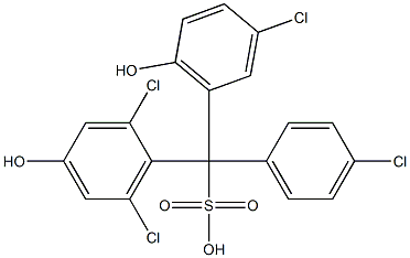 (4-Chlorophenyl)(3-chloro-6-hydroxyphenyl)(2,6-dichloro-4-hydroxyphenyl)methanesulfonic acid Struktur