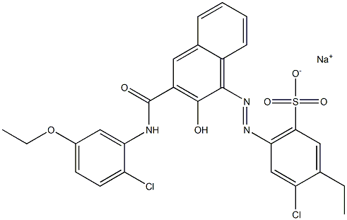 4-Chloro-3-ethyl-6-[[3-[[(2-chloro-5-ethoxyphenyl)amino]carbonyl]-2-hydroxy-1-naphtyl]azo]benzenesulfonic acid sodium salt Struktur