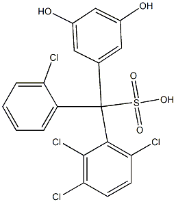 (2-Chlorophenyl)(2,3,6-trichlorophenyl)(3,5-dihydroxyphenyl)methanesulfonic acid Struktur