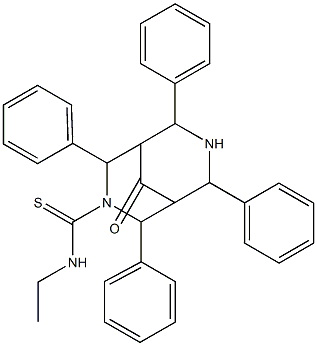 N-Ethyl-9-oxo-2,4,6,8-tetraphenyl-3,7-diazabicyclo[3.3.1]nonane-3-carbothioamide Struktur