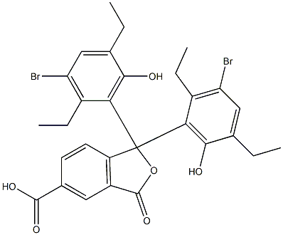 1,1-Bis(3-bromo-2,5-diethyl-6-hydroxyphenyl)-1,3-dihydro-3-oxoisobenzofuran-5-carboxylic acid Struktur