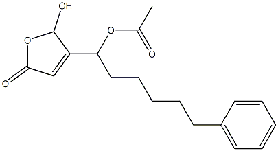 Acetic acid 1-[(2,5-dihydro-2-hydroxy-5-oxofuran)-3-yl]-6-phenylhexyl ester Struktur