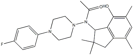 2,3-Dihydro-3-[[4-(4-fluorophenyl)-1-piperazinyl]acetylamino]-2,2,5,7-tetramethyl-1H-inden-4-ol Struktur