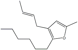 2-Hexyl-5-methyl-3-(2-butenyl)furan Struktur