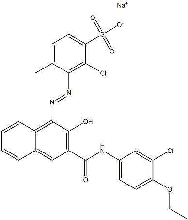 2-Chloro-4-methyl-3-[[3-[[(3-chloro-4-ethoxyphenyl)amino]carbonyl]-2-hydroxy-1-naphtyl]azo]benzenesulfonic acid sodium salt Struktur