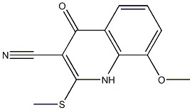 1,4-Dihydro-8-methoxy-2-methylthio-4-oxoquinoline-3-carbonitrile Struktur