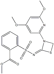 2-[[3-(4,6-Dimethoxypyridin-2-yl)-1,3-thiazetidin-2-ylidene]aminosulfonyl]benzoic acid methyl ester Struktur