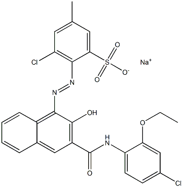 3-Chloro-5-methyl-2-[[3-[[(4-chloro-2-ethoxyphenyl)amino]carbonyl]-2-hydroxy-1-naphtyl]azo]benzenesulfonic acid sodium salt Struktur