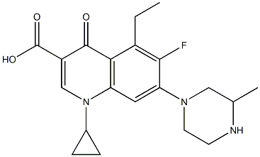 1-Cyclopropyl-5-ethyl-6-fluoro-1,4-dihydro-4-oxo-7-(3-methyl-1-piperazinyl)quinoline-3-carboxylic acid Struktur