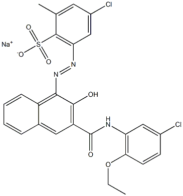 4-Chloro-2-methyl-6-[[3-[[(3-chloro-6-ethoxyphenyl)amino]carbonyl]-2-hydroxy-1-naphtyl]azo]benzenesulfonic acid sodium salt Struktur