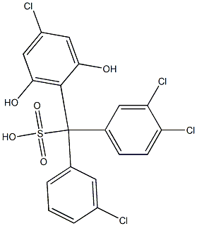 (3-Chlorophenyl)(3,4-dichlorophenyl)(4-chloro-2,6-dihydroxyphenyl)methanesulfonic acid Struktur