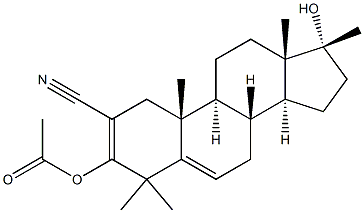 (17R)-2-Cyano-4,4,17-trimethylandrosta-2,5-diene-3,17-diol 3-acetate Struktur