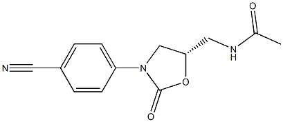 (5S)-5-Acetylaminomethyl-3-[4-cyanophenyl]oxazolidin-2-one Struktur