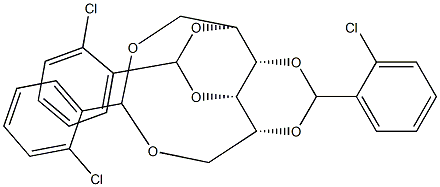 1-O,6-O:2-O,4-O:3-O,5-O-Tris(2-chlorobenzylidene)-L-glucitol Struktur