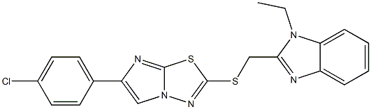 2-[(1-Ethyl-1H-benzimidazol-2-yl)methylthio]-6-(4-chlorophenyl)imidazo[2,1-b][1,3,4]thiadiazole Struktur