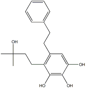 4-(3-Hydroxy-3-methylbutyl)-5-(2-phenylethyl)benzene-1,2,3-triol Struktur