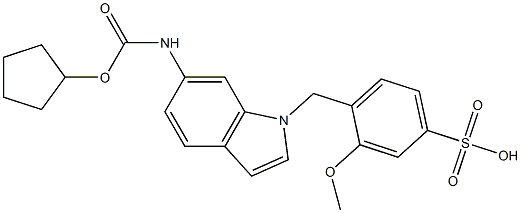 4-[6-(Cyclopentyloxycarbonylamino)-1H-indol-1-ylmethyl]-3-methoxybenzenesulfonic acid Struktur