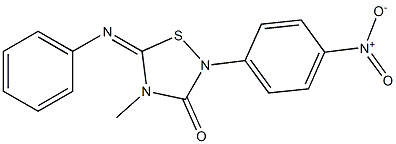 4-Methyl-2-(4-nitrophenyl)-5-(phenylimino)-4,5-dihydro-1,2,4-thiadiazol-3(2H)-one Struktur