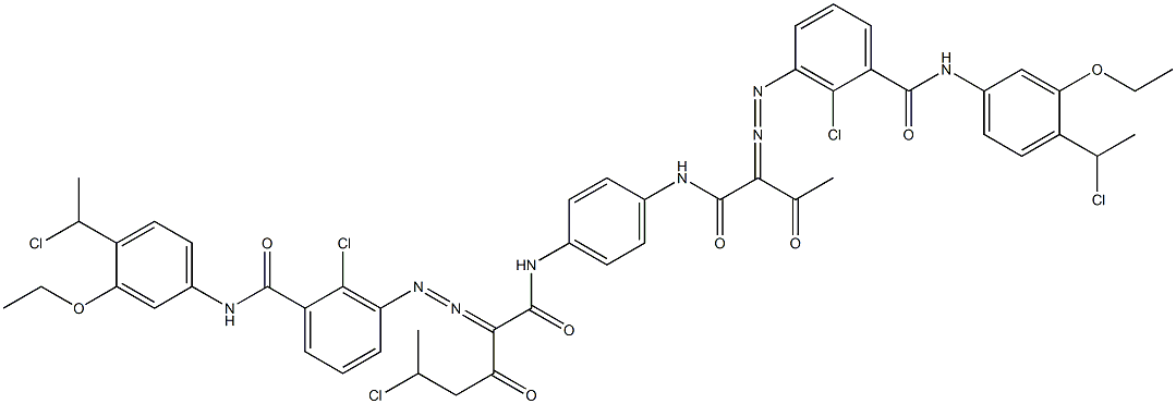 3,3'-[2-(1-Chloroethyl)-1,4-phenylenebis[iminocarbonyl(acetylmethylene)azo]]bis[N-[4-(1-chloroethyl)-3-ethoxyphenyl]-2-chlorobenzamide] Struktur