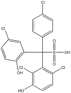 (4-Chlorophenyl)(3-chloro-6-hydroxyphenyl)(2,6-dichloro-3-hydroxyphenyl)methanesulfonic acid Struktur