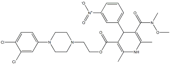 2,6-Dimethyl-4-(3-nitrophenyl)-5-[[methyl(methoxy)amino]carbonyl]-1,4-dihydropyridine-3-carboxylic acid 2-[4-(3,4-dichlorophenyl)piperazin-1-yl]ethyl ester Struktur