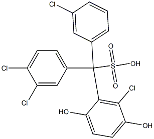 (3-Chlorophenyl)(3,4-dichlorophenyl)(6-chloro-2,5-dihydroxyphenyl)methanesulfonic acid Struktur