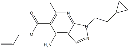 1-(2-Cyclopropylethyl)-4-amino-6-methyl-1H-pyrazolo[3,4-b]pyridine-5-carboxylic acid 2-propenyl ester Struktur