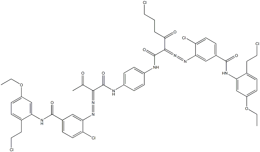 3,3'-[2-(2-Chloroethyl)-1,4-phenylenebis[iminocarbonyl(acetylmethylene)azo]]bis[N-[2-(2-chloroethyl)-5-ethoxyphenyl]-4-chlorobenzamide] Struktur